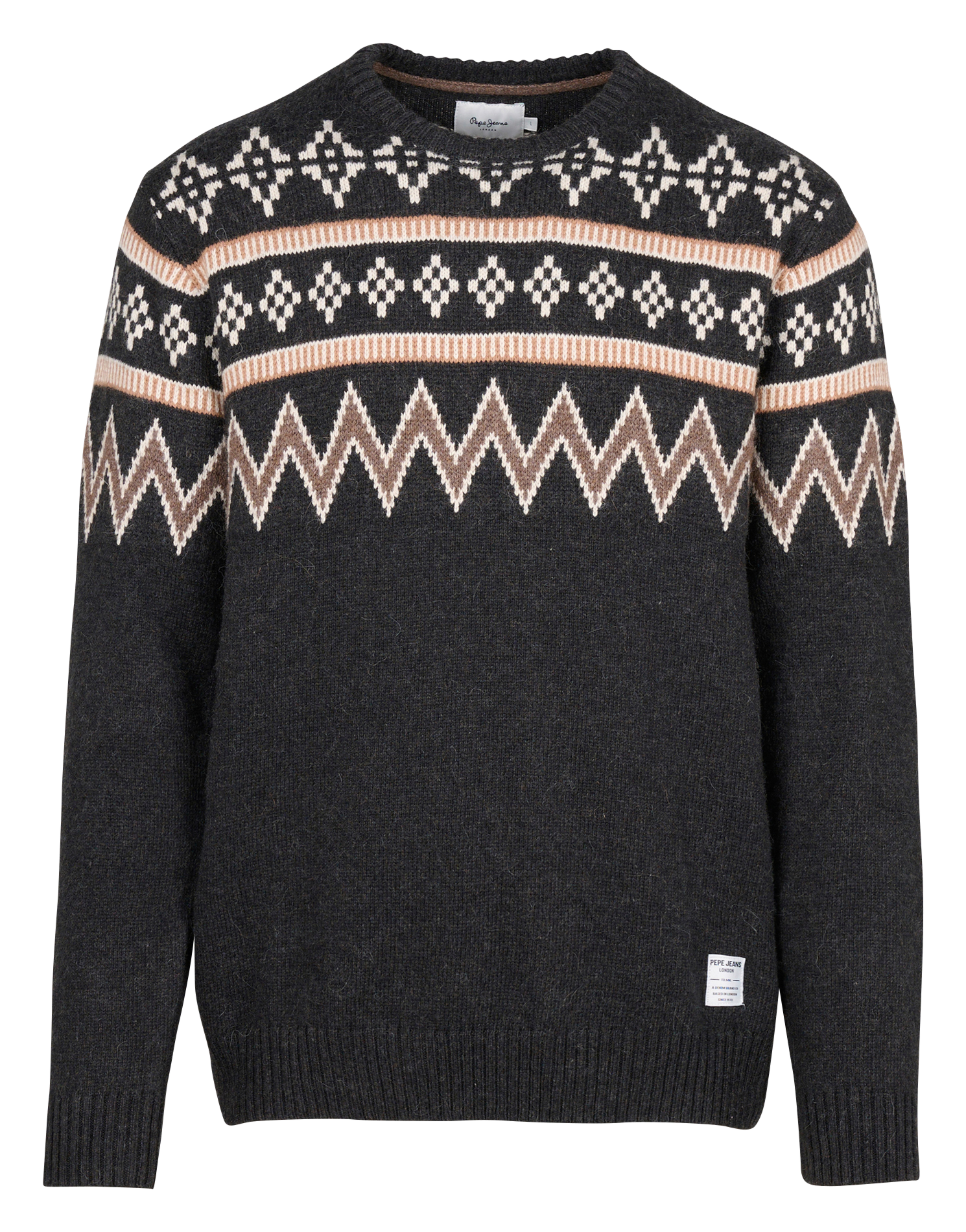 CHRISTOPHER - Pull regular imprimé en coton mélangé | Gris