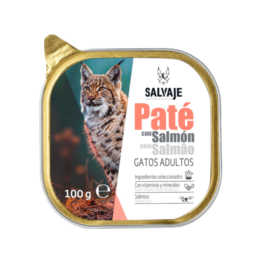 Patê de salmão selvagem adulto em pote para gatos