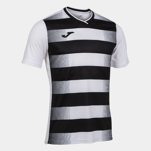 Camiseta Joma Europa V de manga curta branca e preta