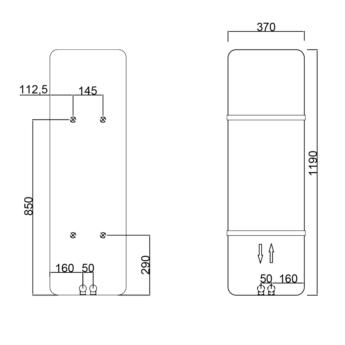 Sapho Tabella badkamerradiator 119x37cm 417W zwart mat