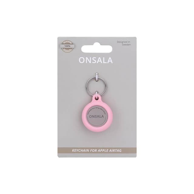 ONSALA Airtag Holder Silikone med Nøglering Rosa