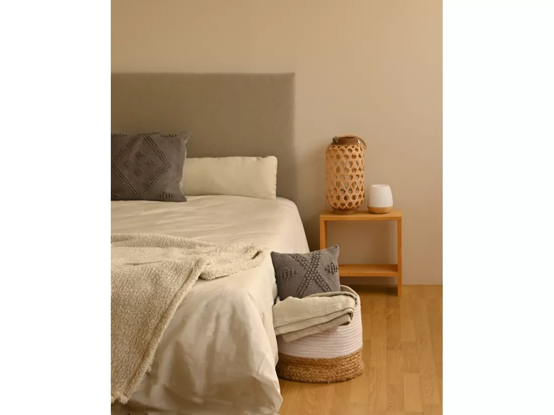 Tête de lit en coton gris 180x80cm - OLIVIA - DECOWOOD