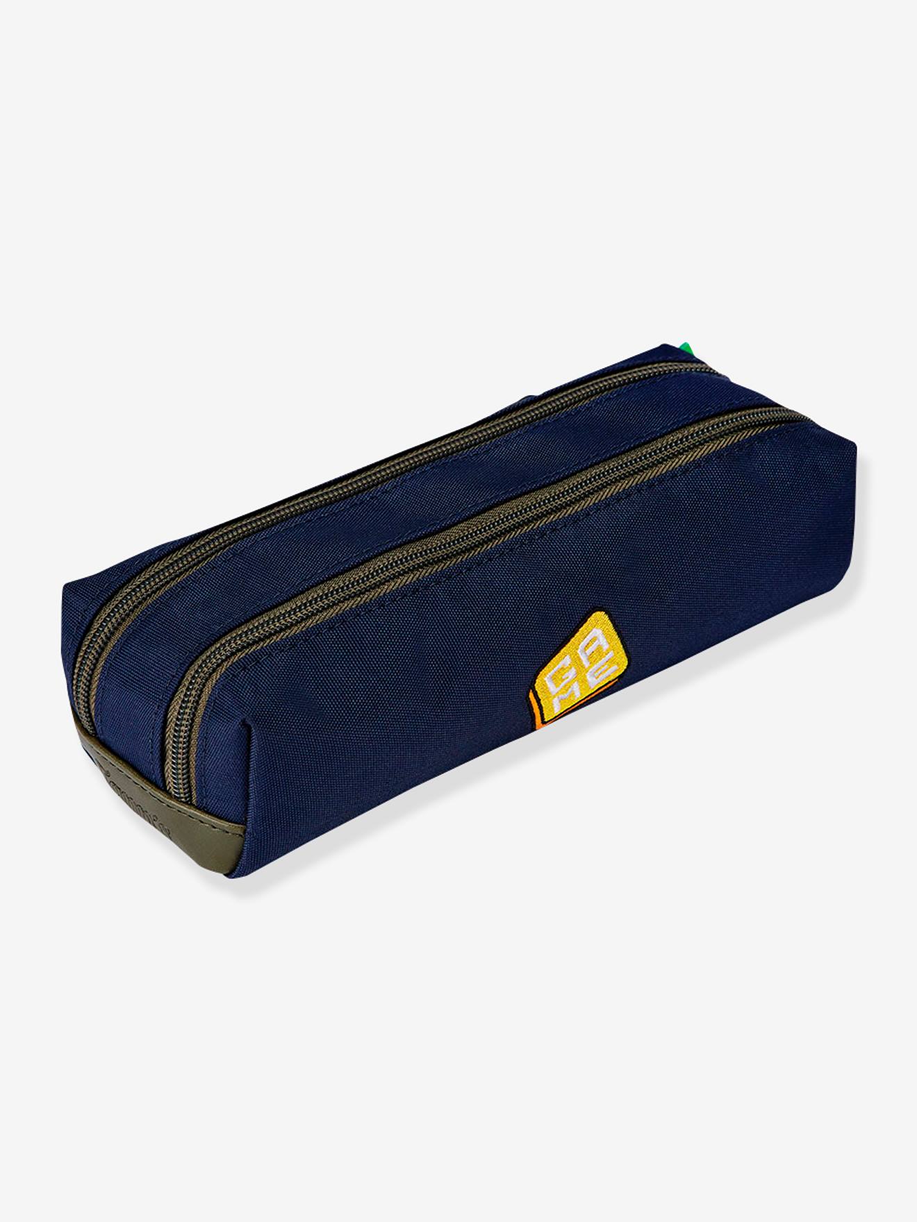 Estojo duplo para lápis Soan TANN'S, azul escuro com estampa.