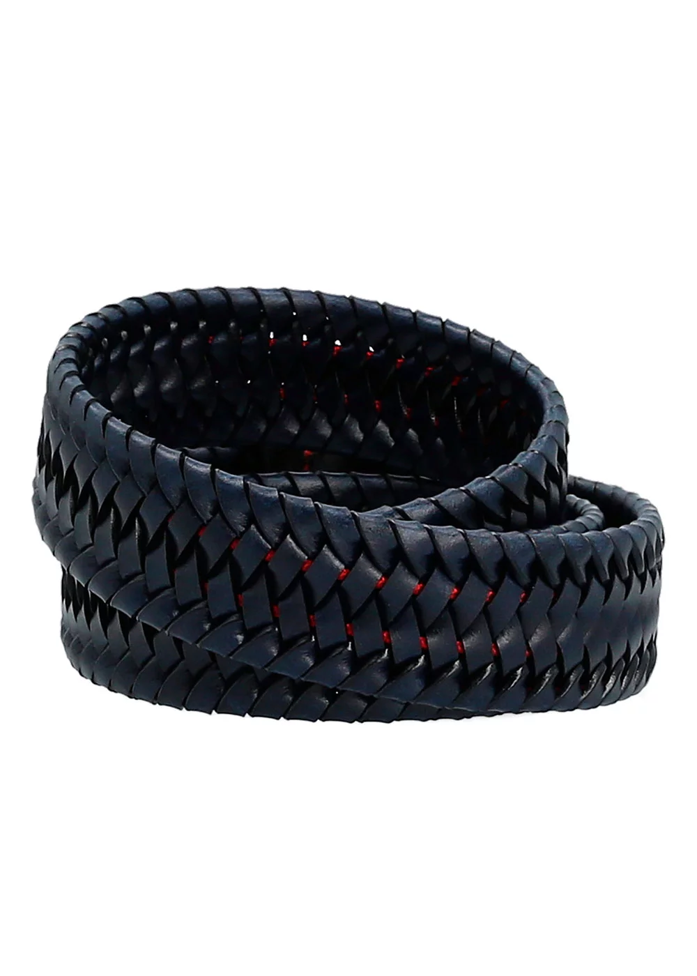 CEINTURE LEOPOLD CUIR TRESSE MARINE