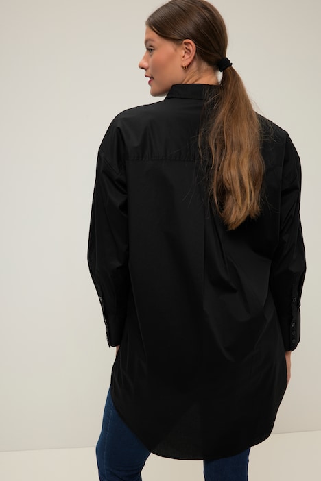 Hemdbluse, oversized, Knopfleiste, Hemdkragen