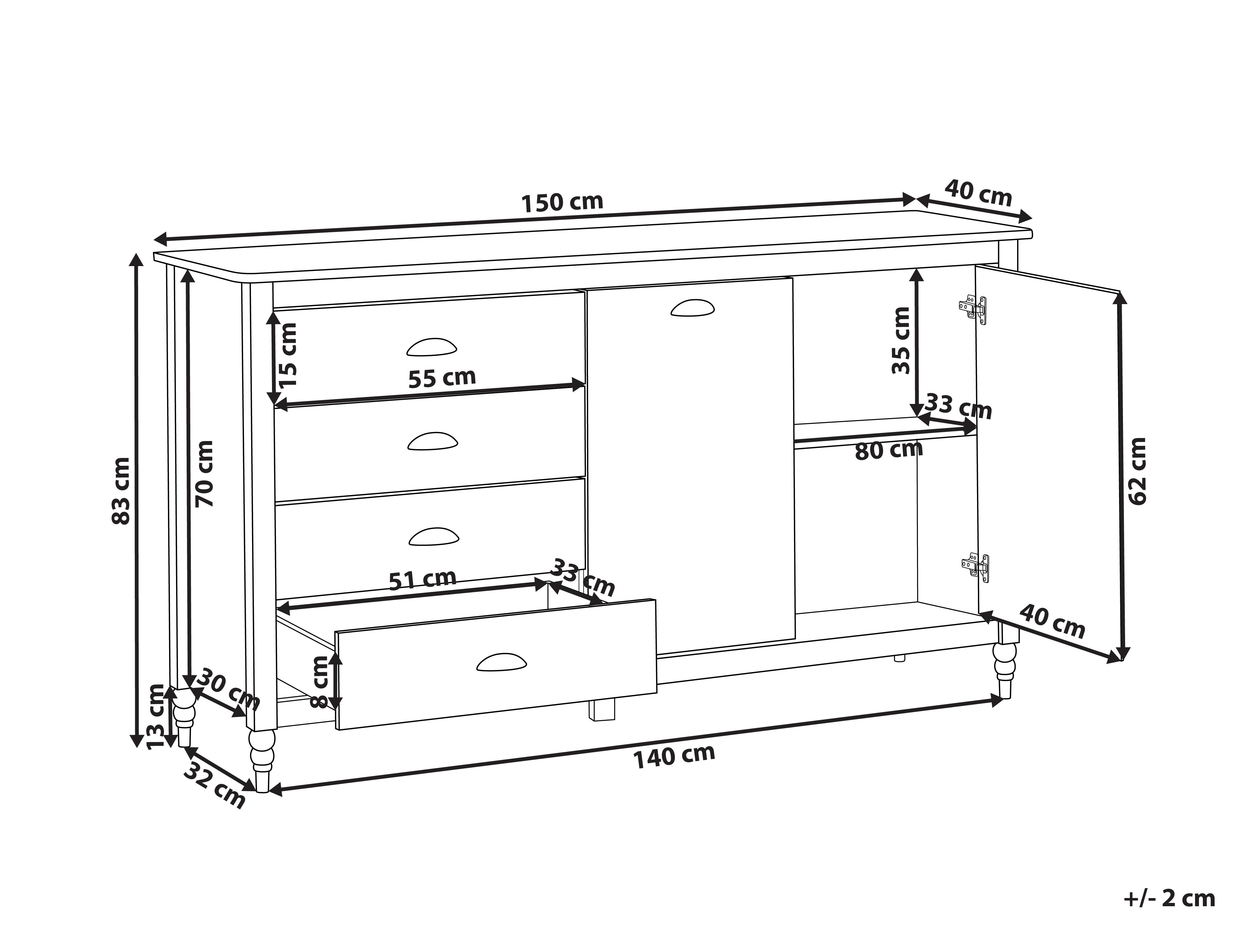 Dressoir met 2 deuren SHILLINGTON Dennenhout Wit
