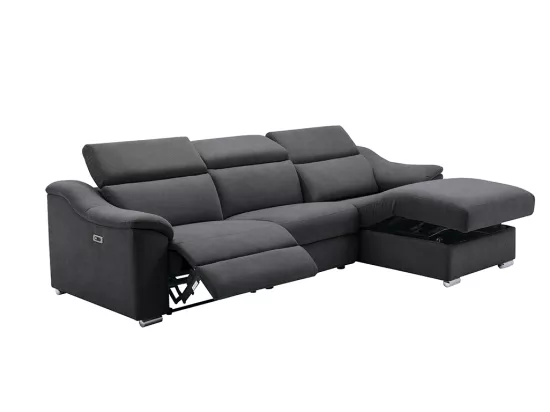 Canapé d'angle relax électrique en tissu anthracite PEDRERA - Angle droit