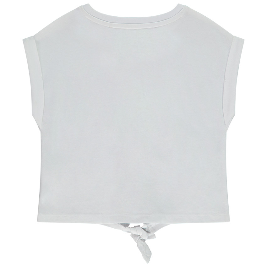 T-shirt manches courtes fantaisie avec Tour Eiffel mat brodé pour fille