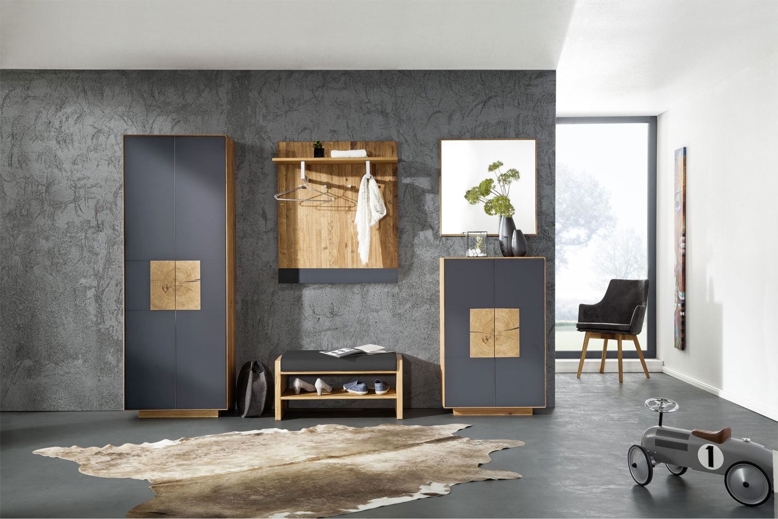 Garderobenpaneel DOMUS 88 x 106 cm Asteiche massiv