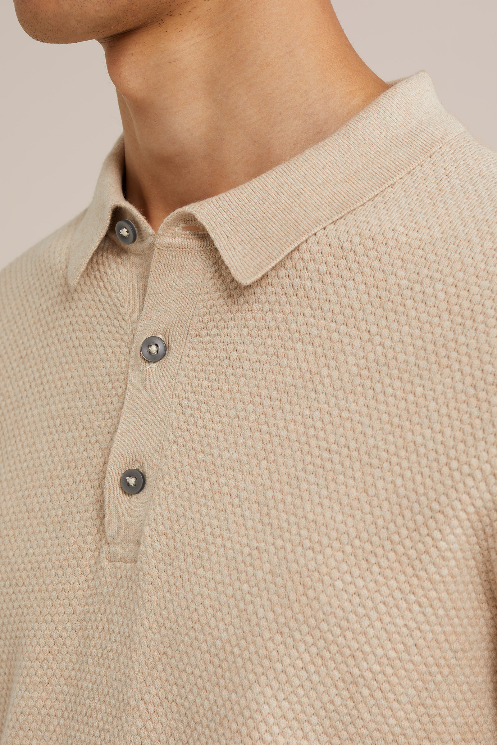 polo met structuur WE Fashion Beige