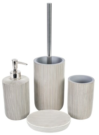 Zahnputzbecher Montreux 8,2x12,3 cm Hellgrau/Stein-Optik Polyresin