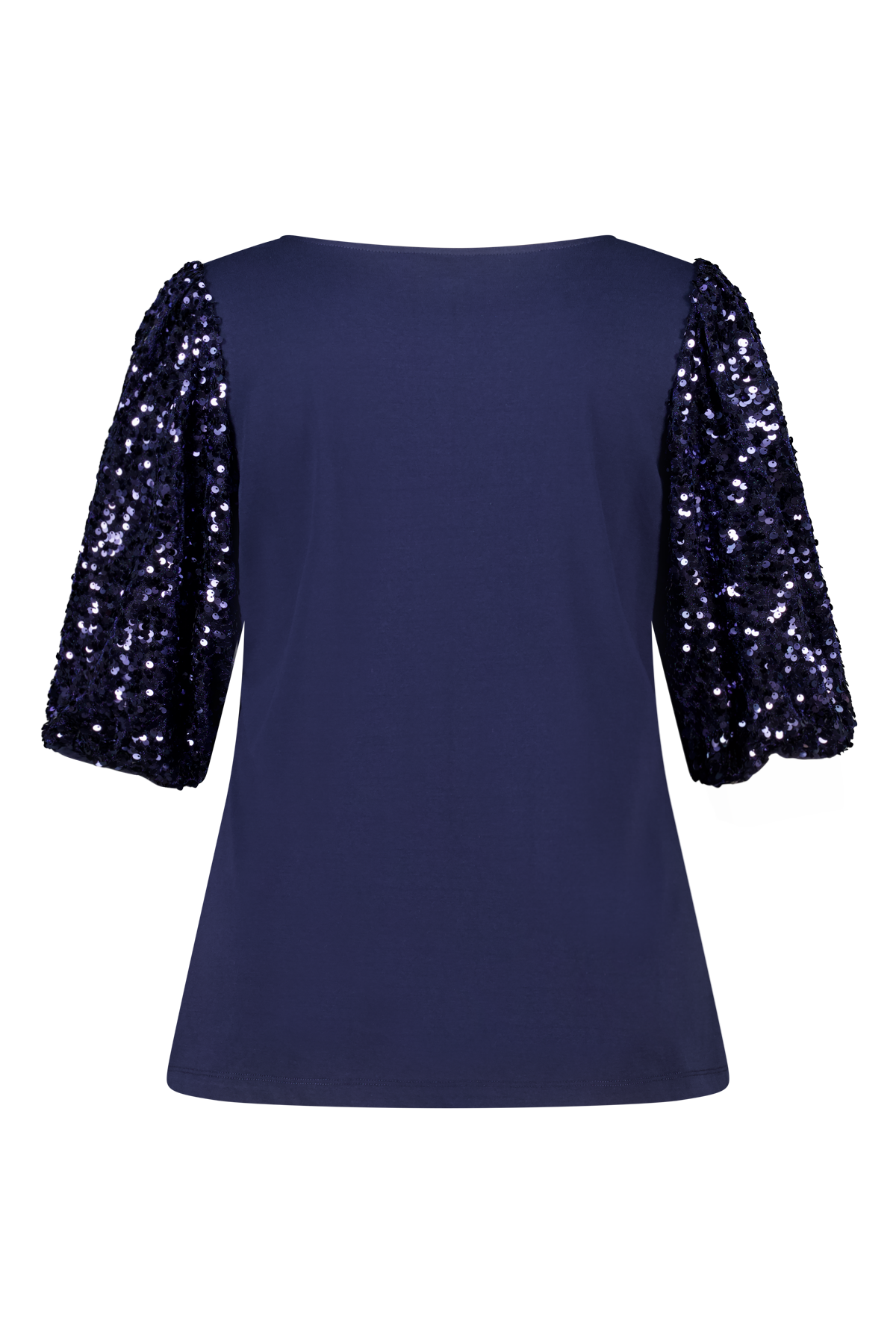 Top met pailletten pofmouwen Navy blauw