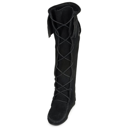 Minnetonka - FRONT LACE HARDSOLE KNEE HI BOOT - Noir