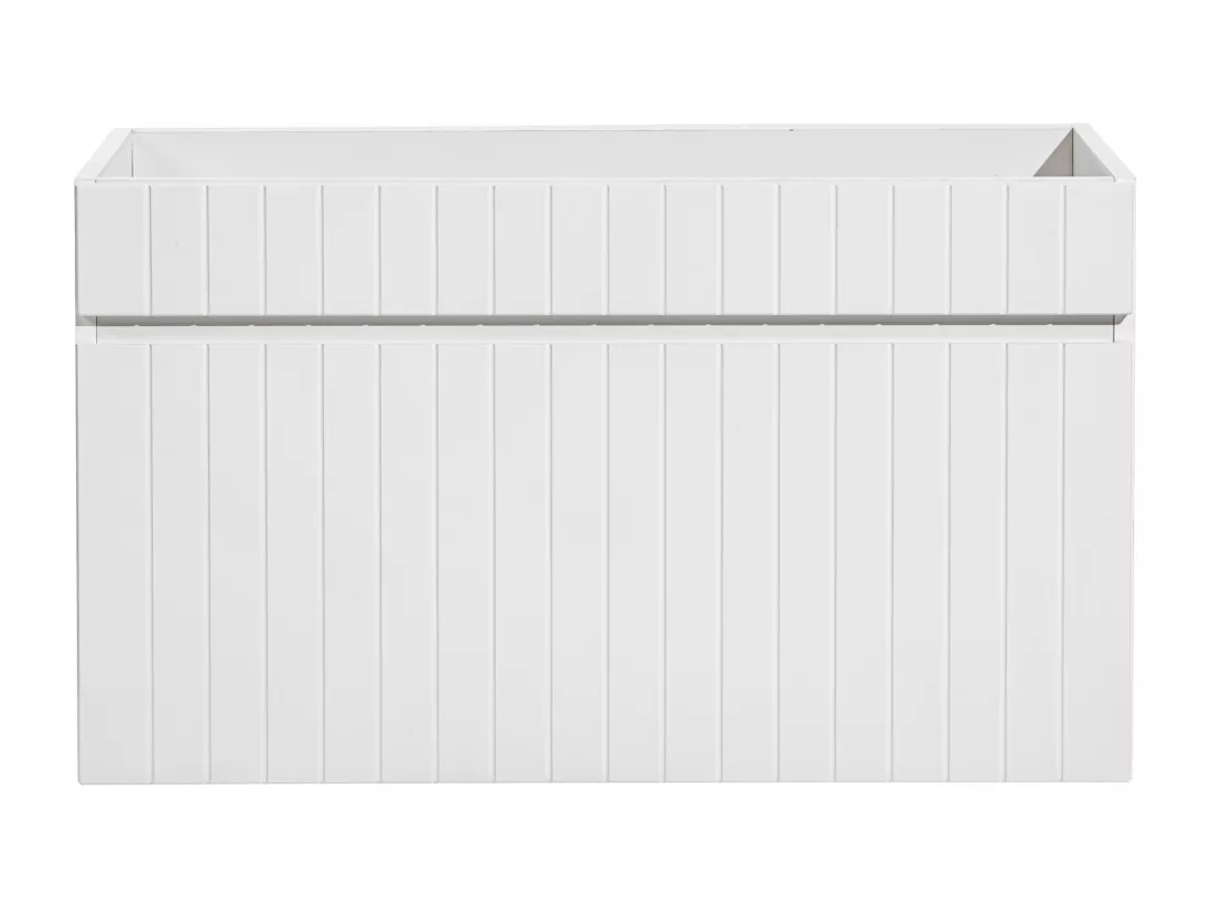 Meuble sous vasque suspendu strié blanc - 80 cm - SATARA
