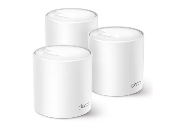 TP-Link Deco X50 (3-pack), Hvid, Intern, CE: <20 dBm (2.4 GHz) <23 dBm (5 GHz) FCC: <30 dBm (2.4 GHz) <30 dBm (5 GHz), Dual-band (2,4 GHz / 5 GHz), Wi-Fi 6 (802.11ax), 802.11a, 802.11b, 802.11g, Wi-Fi 4 (802.11n), Wi-Fi 5 (802.11ac), Wi-Fi 6 (802.11a