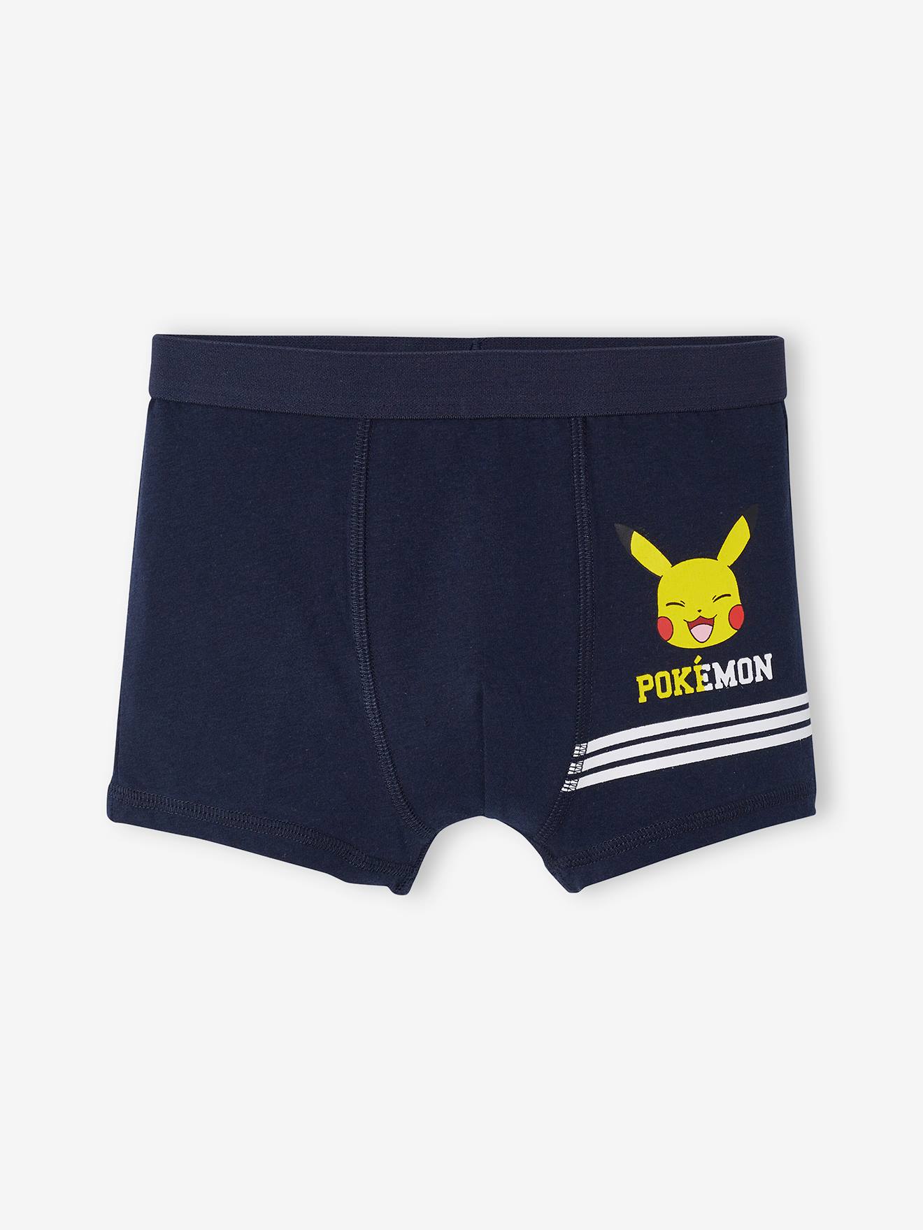 Pacote com 3 cuecas boxer Pokémon® lisas, azul-escuras, com estampas.