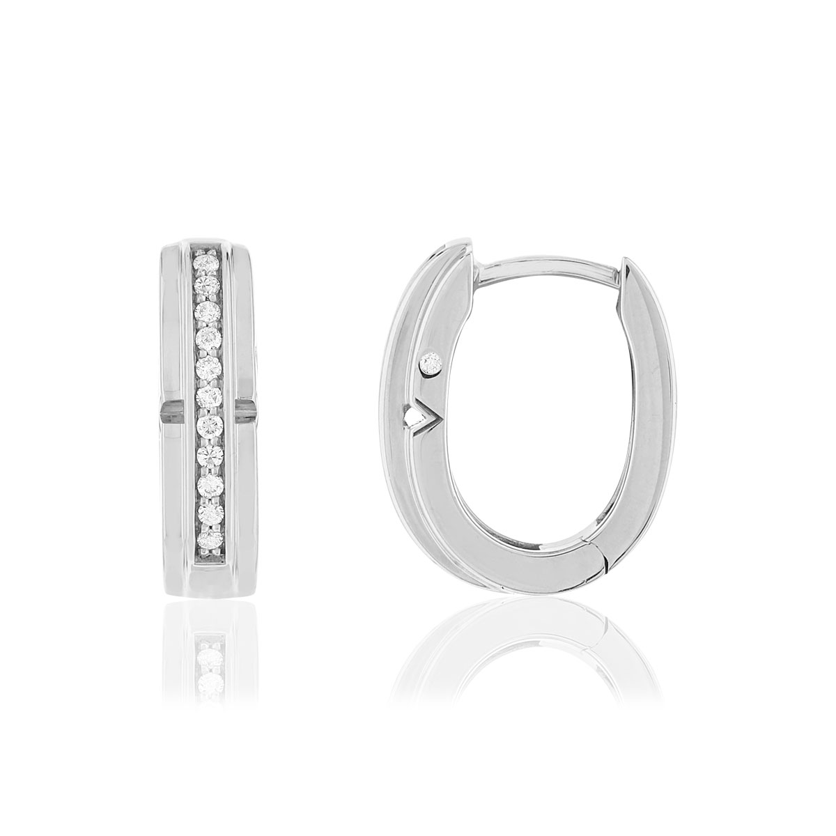 Créoles VAN BRILL or blanc 750, diamants.