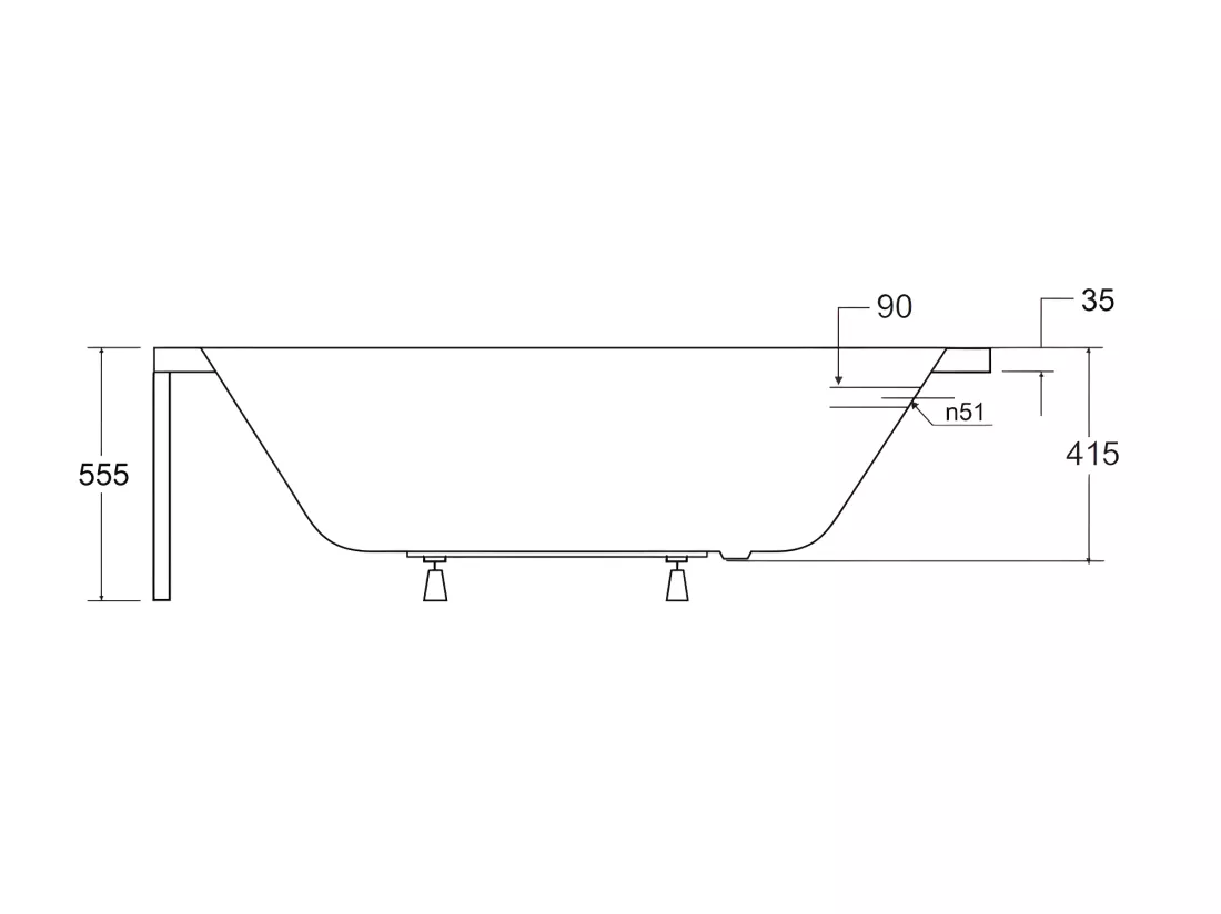 Baignoire TRINITA avec tablier 150-160-170 x 75 - Dimensions: 160cm