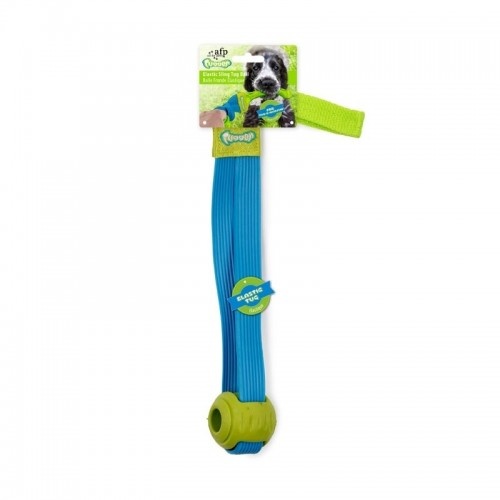 Brinquedo de bola elástica All for Paws Tugger com fita adesiva azul e verde para cães