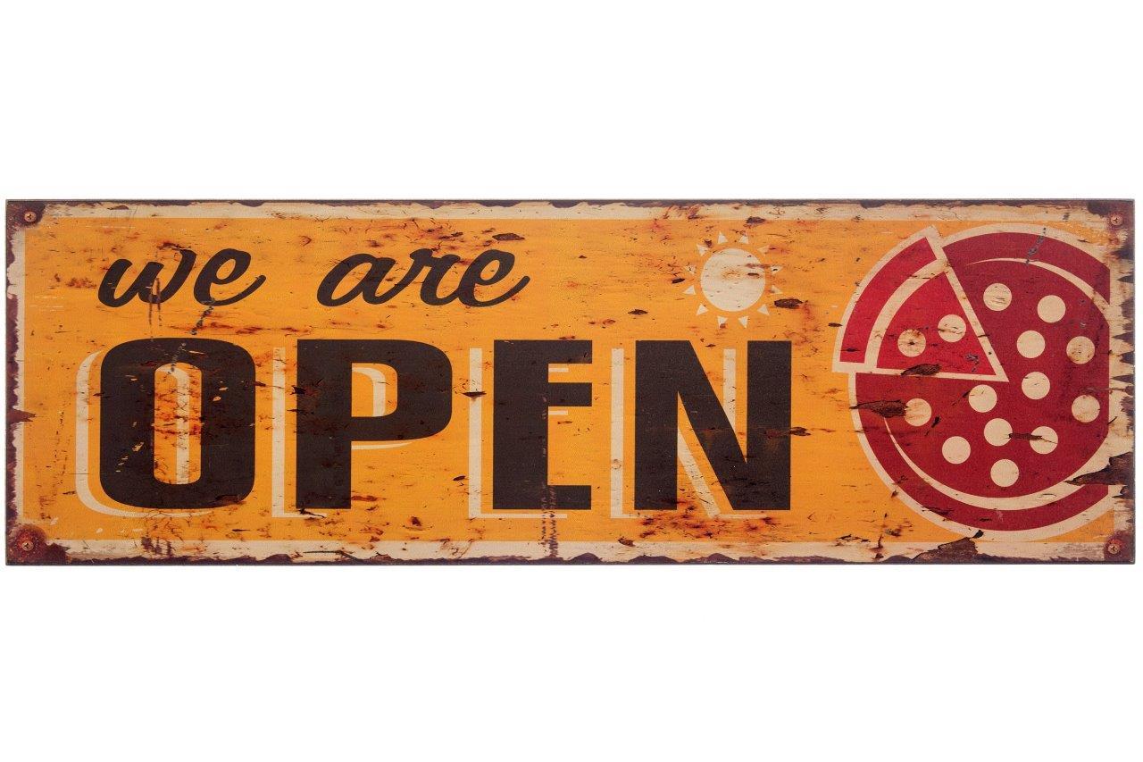 Holzschild WE ARE OPEN III - bunt - 40x15 cm