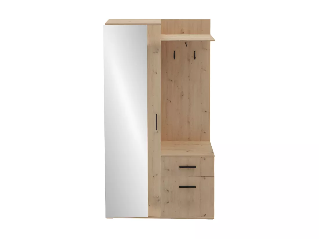 Meuble d'entrée Stanton 103, 195x97x30cm, Miroir, Chêne Artisan, Stratifié, À poser