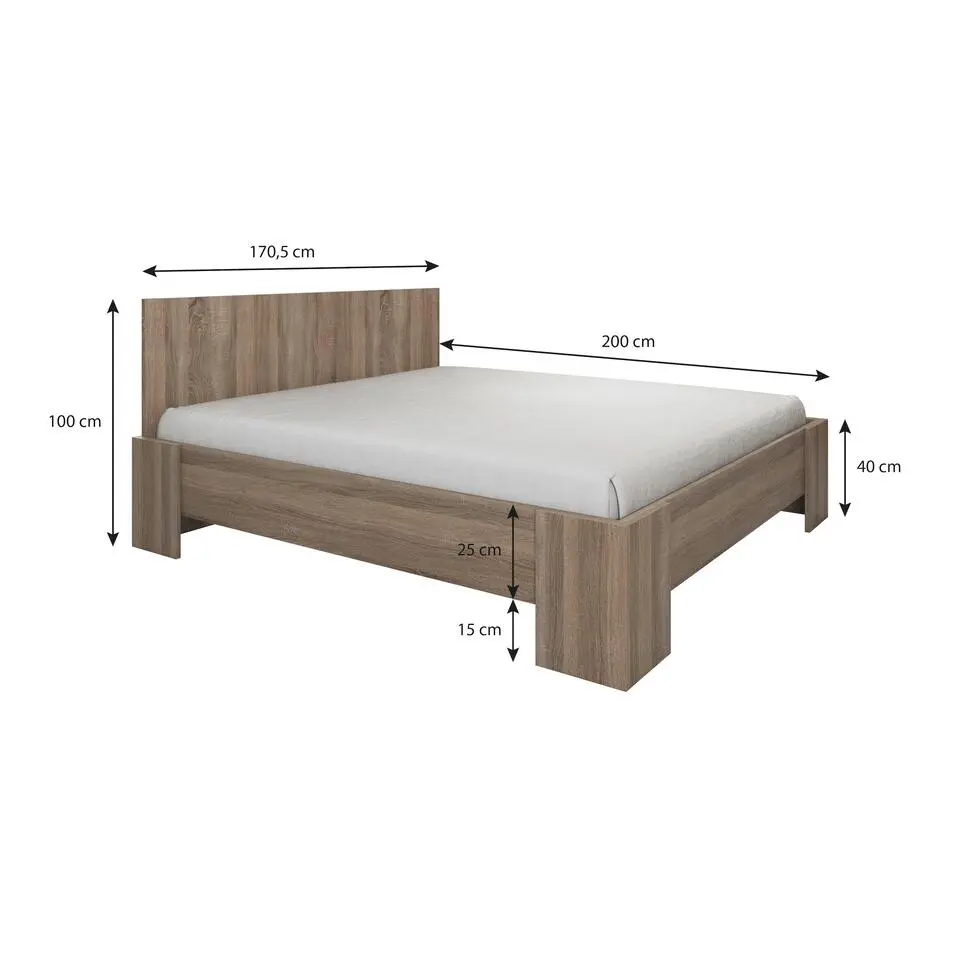 Meubella - Tweepersoonsbed Monaco - Eiken - 160x200 cm