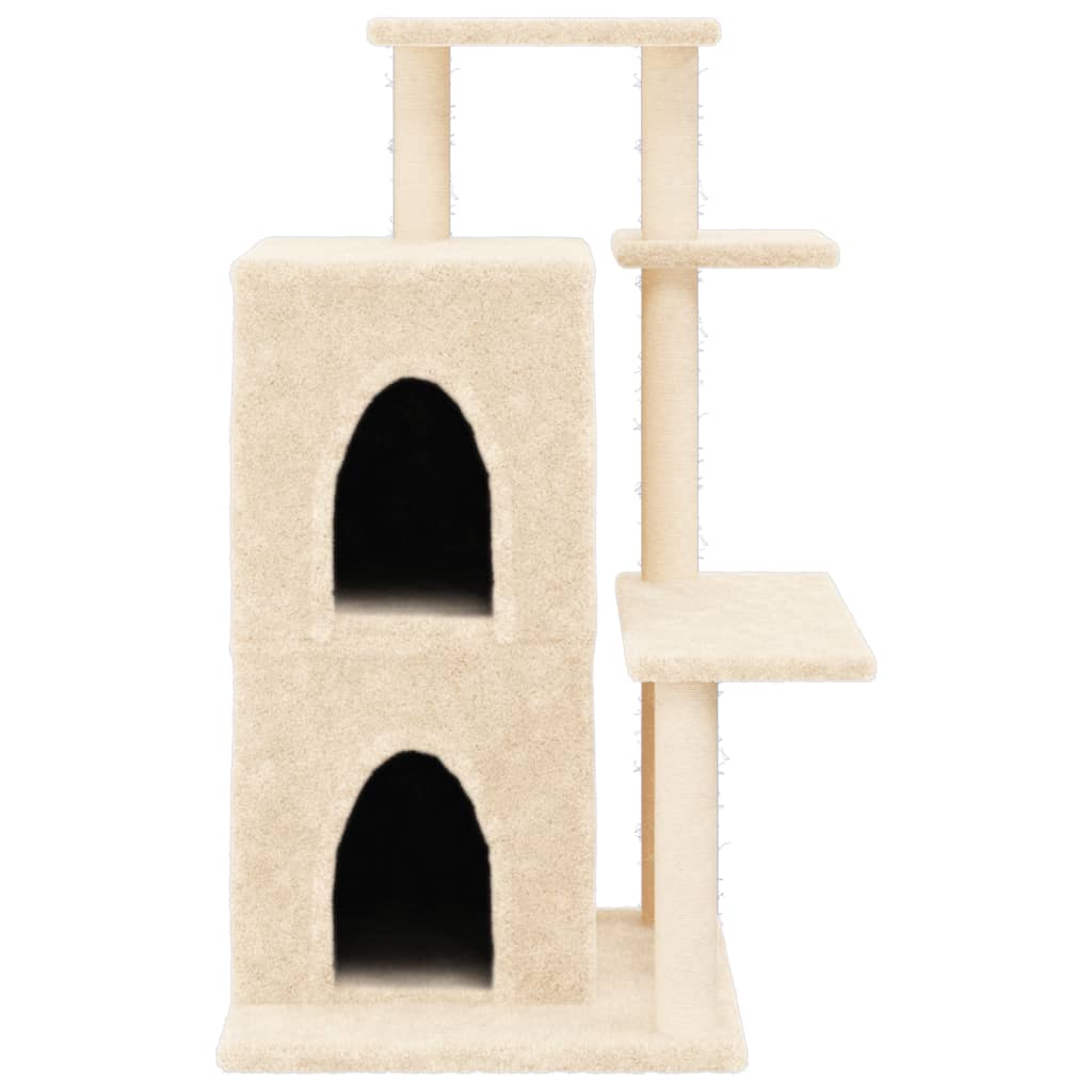 Arranhador para gatos vidaXL com postes de sisal, cor creme, 97 cm