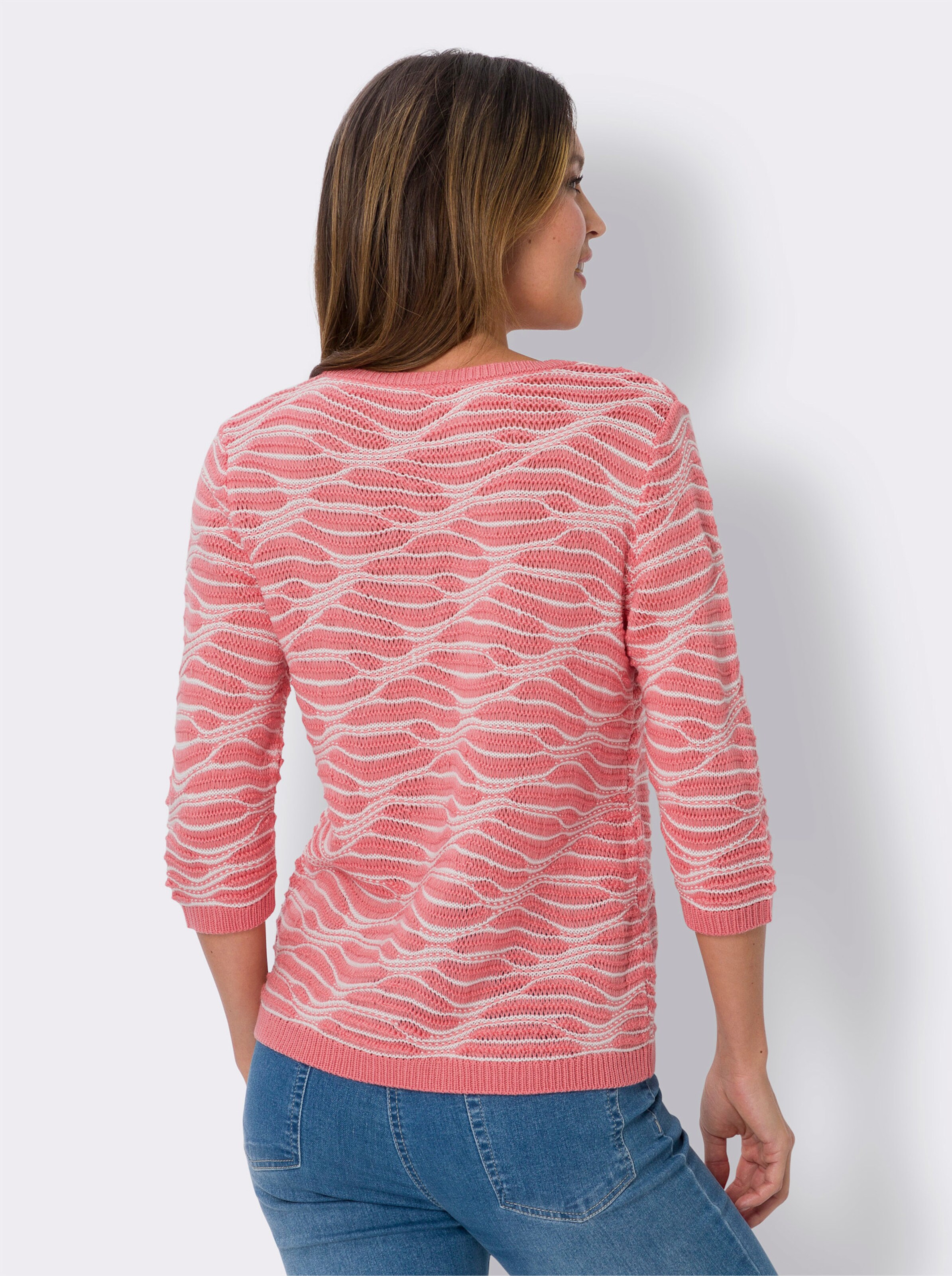 Rundhalspullover mit Strick-Muster allover