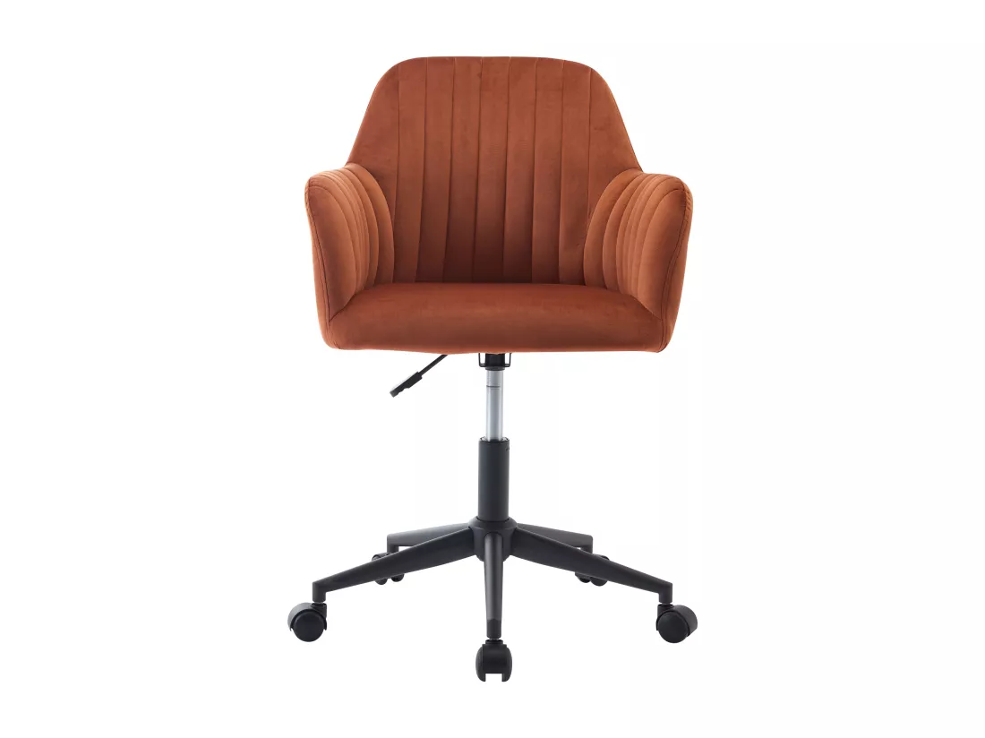 Chaise de bureau - Velours - Terracotta et noir - Hauteur réglable - ELEANA