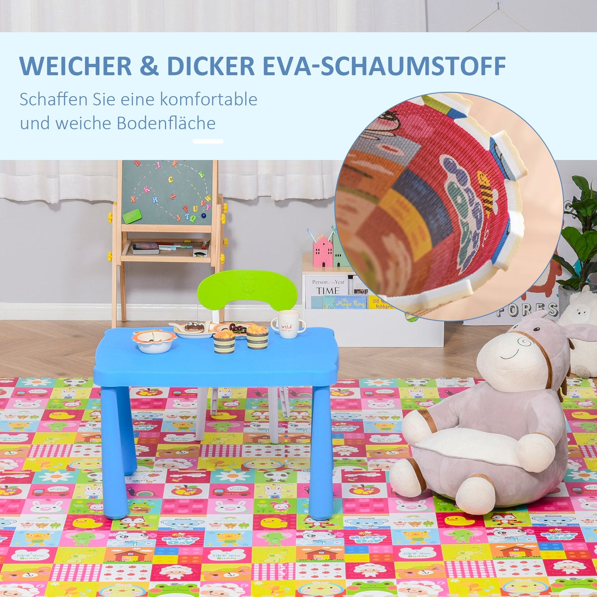 HOMCOM Puzzelmat voor baby's, speelmat voor kinderen, 61,5L x 61,5B x 1H cm, EVA, veelkleurig (snoep)
