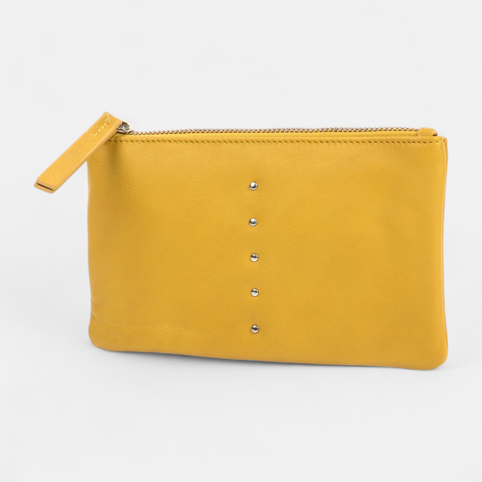 Petite maroquinerie en cuir jaune