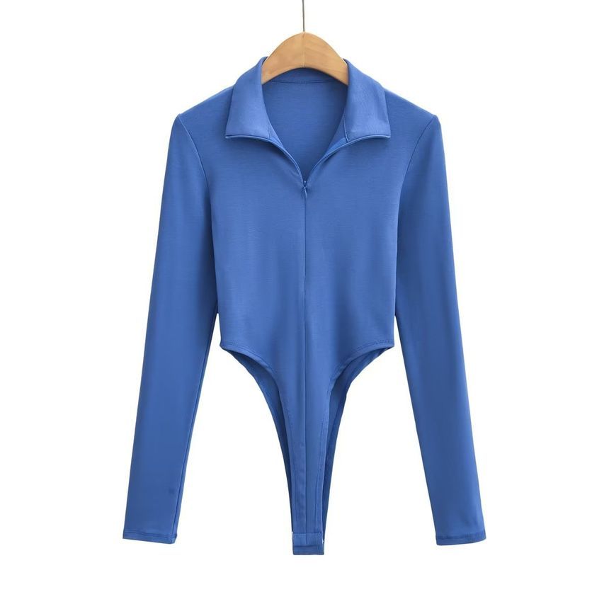 Osion - Bodytop met lange mouwen, nephals en rits