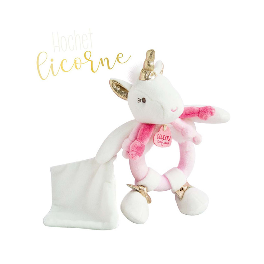 Hochet doudou licorne