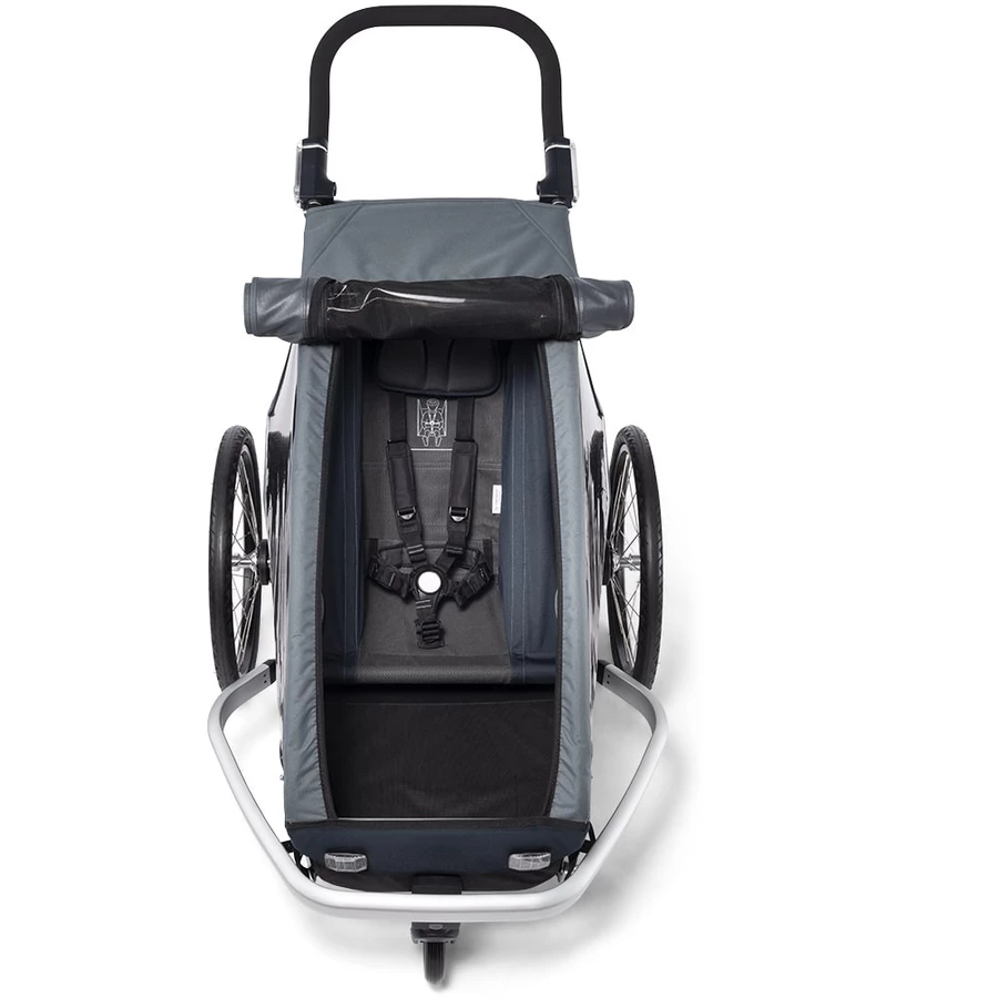 CROOZER Kinderfahrradanhänger  Kid Vaaya 1 Graphite blue inklusive Fußraumschutzwanne