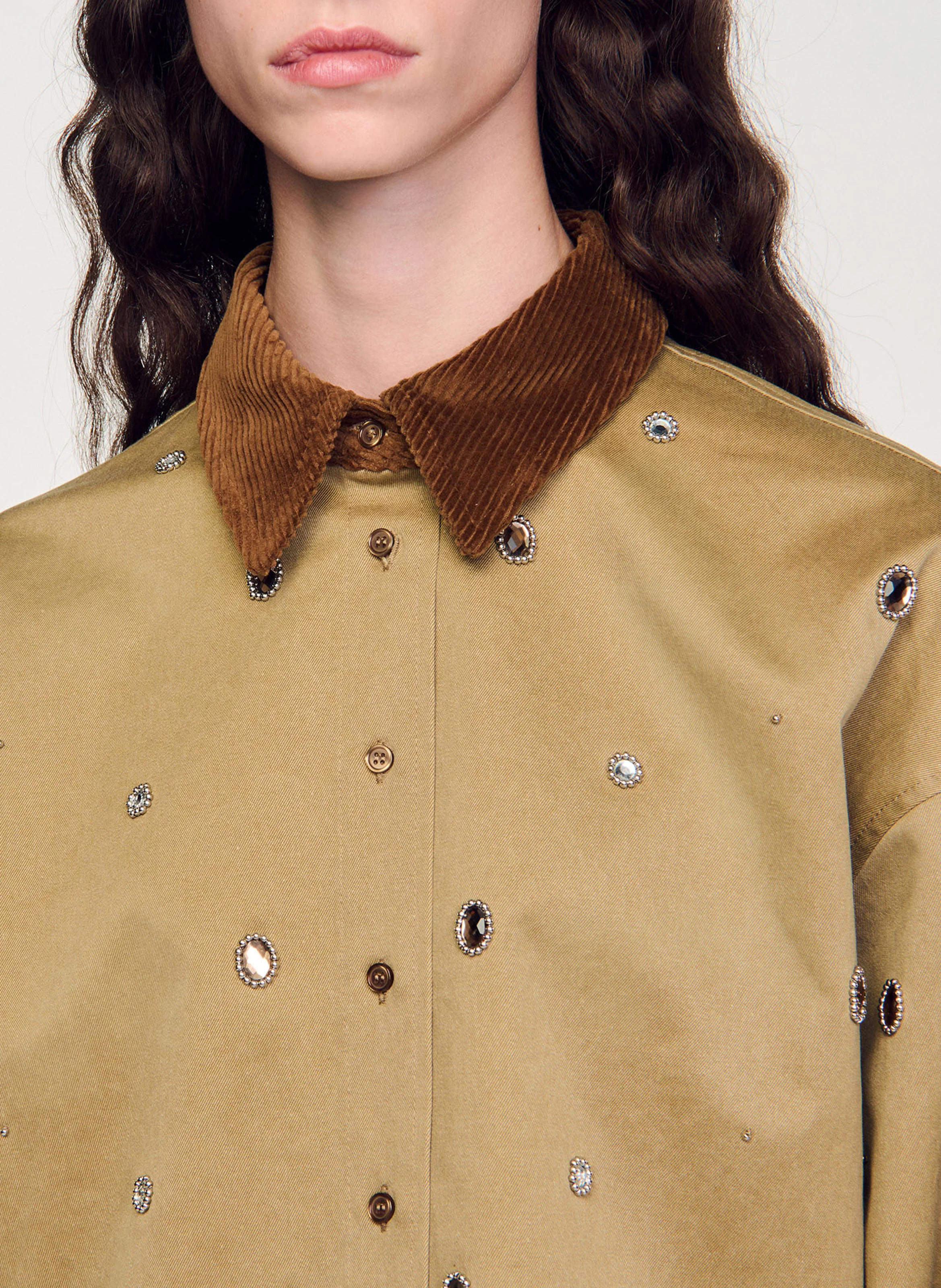 Veste col classique en coton | Kaki
