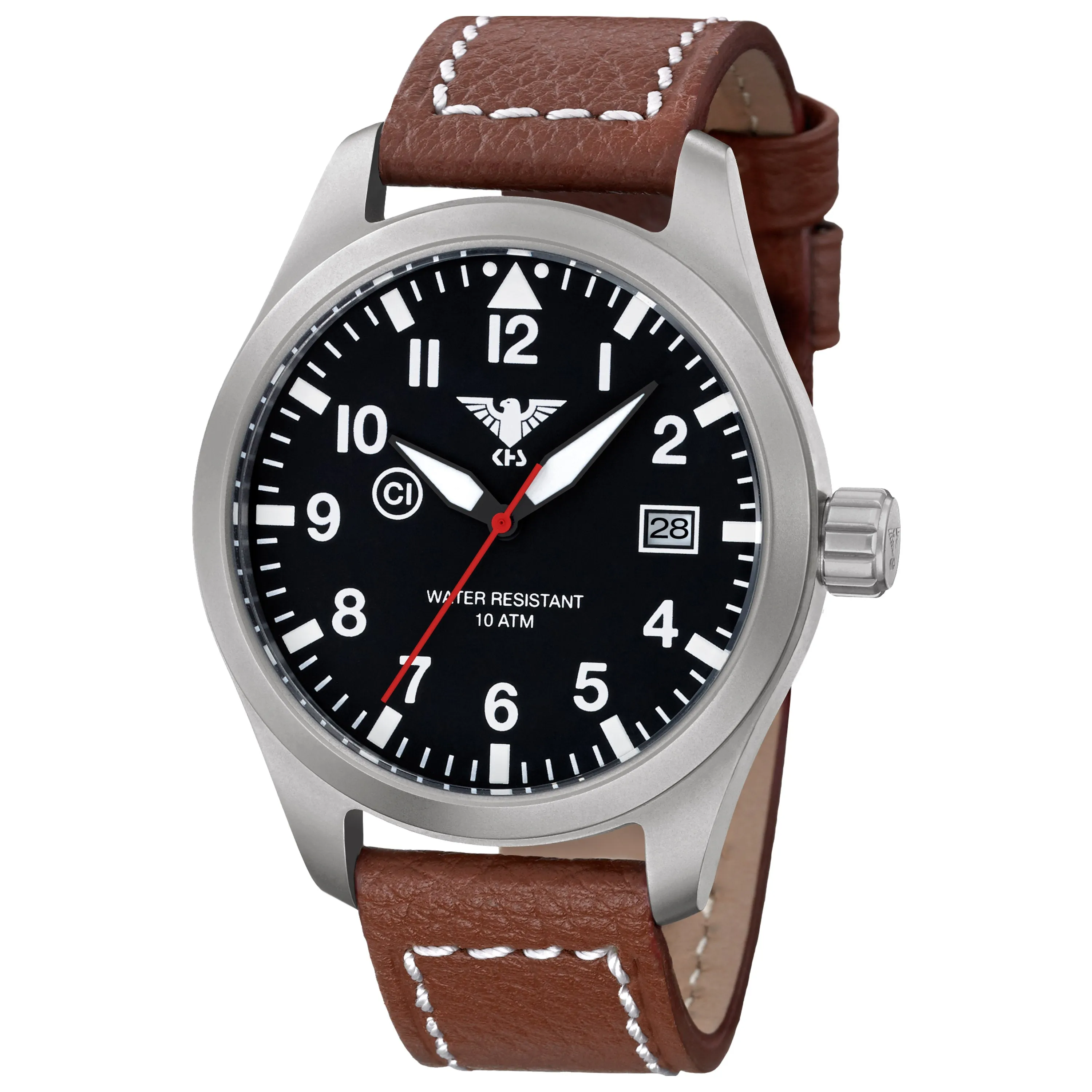 KHS -  Armbanduhr Airleader Steel Büffellederband