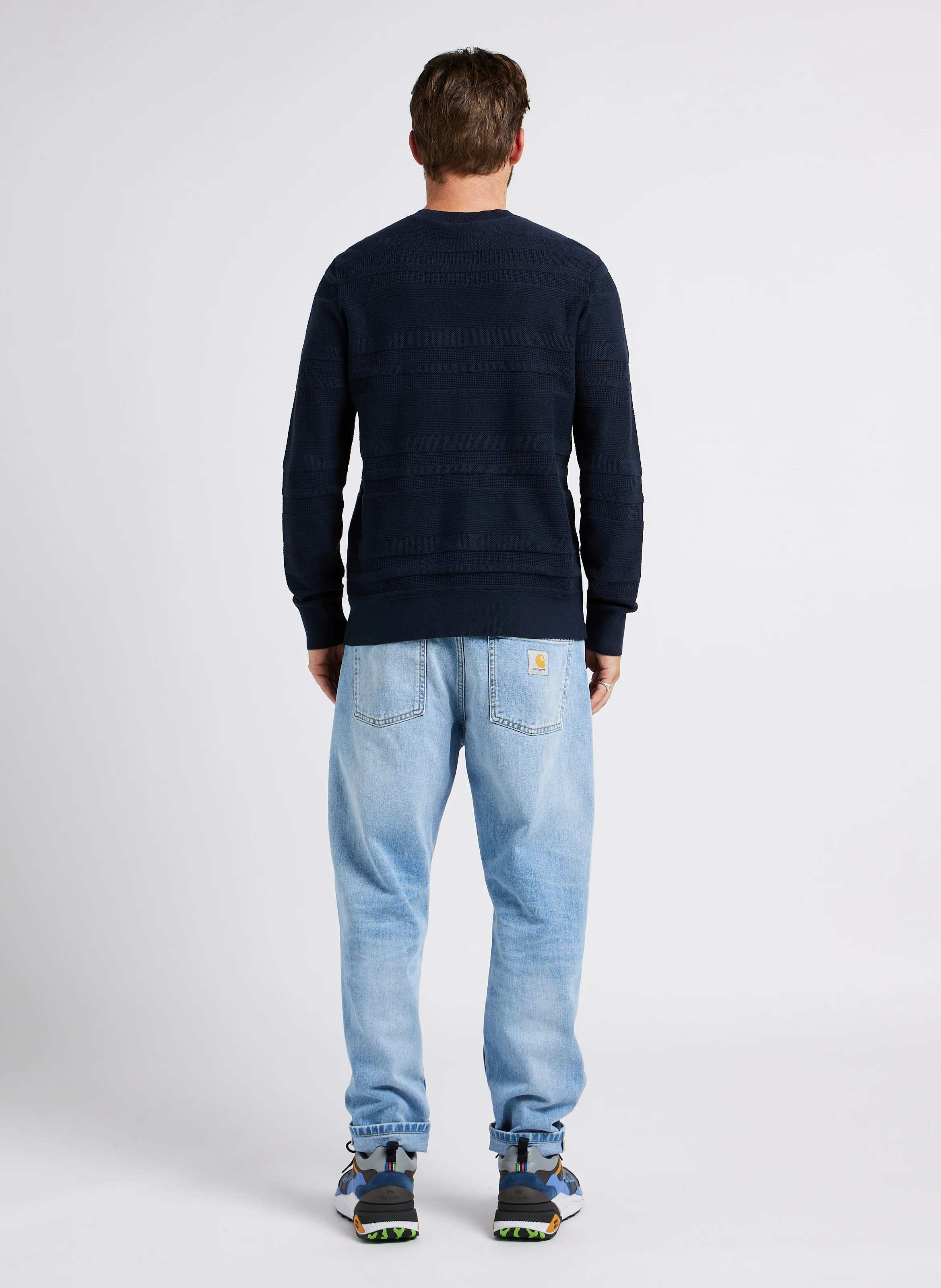 Pull dol rond en coton | Bleu