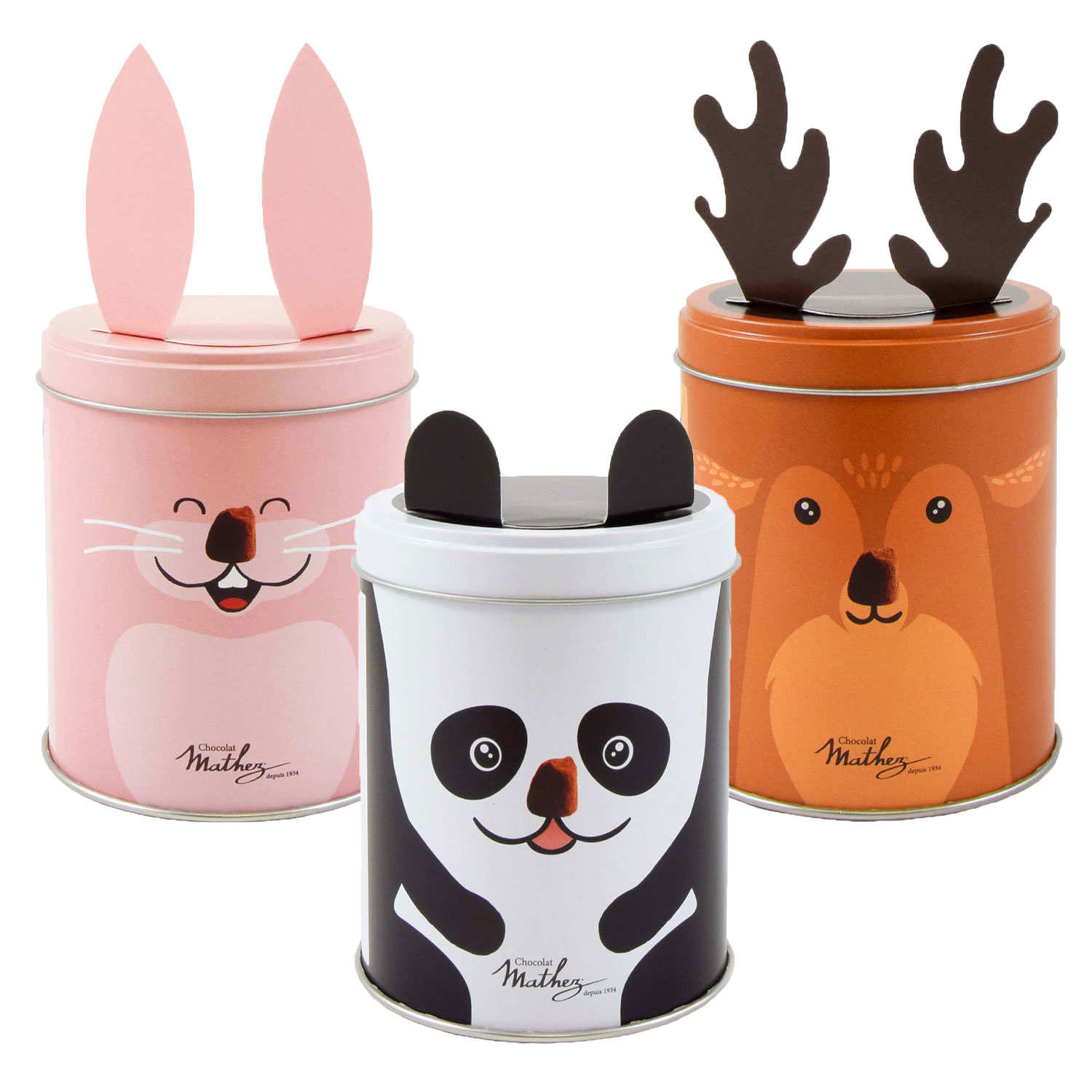 Assortiment 3 boîtes de truffes fantaisie Mathez décor animaux