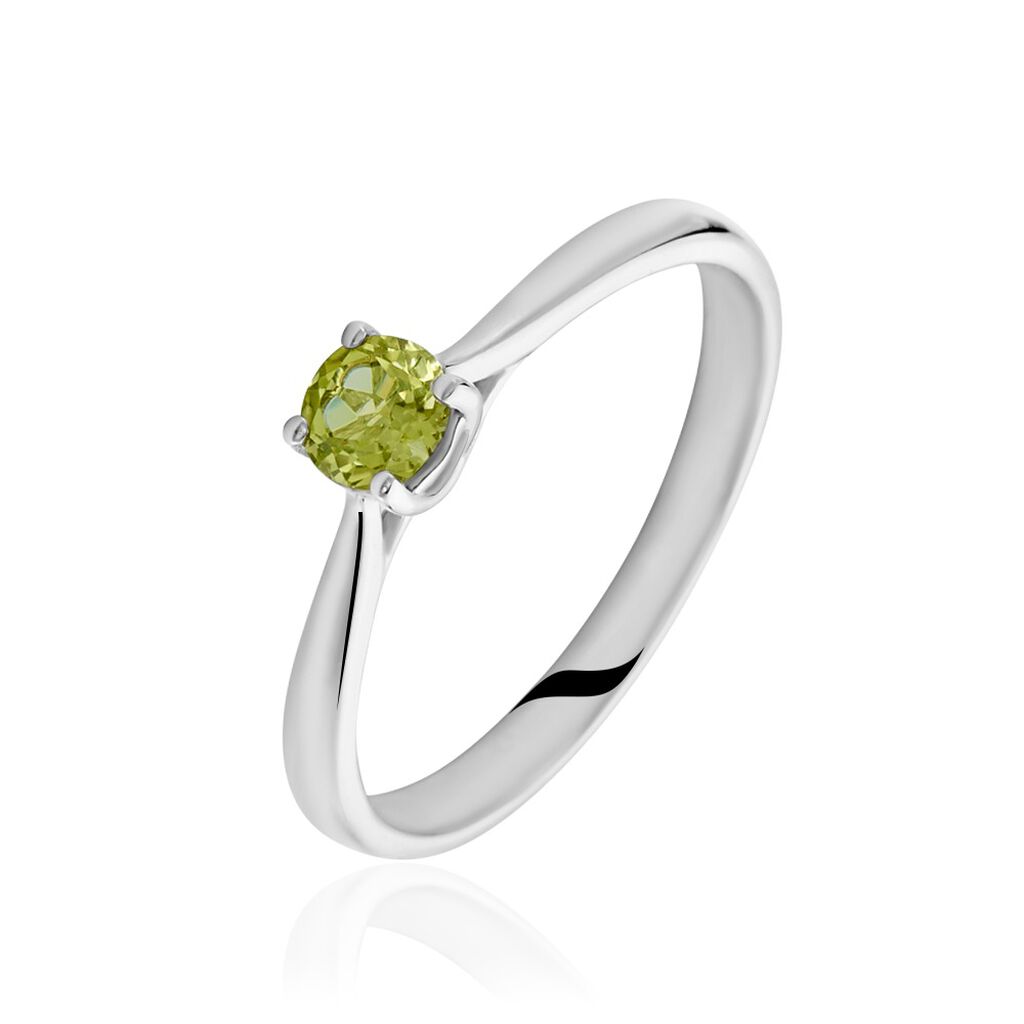 Bague Solitaire Fiona Or Blanc Péridot