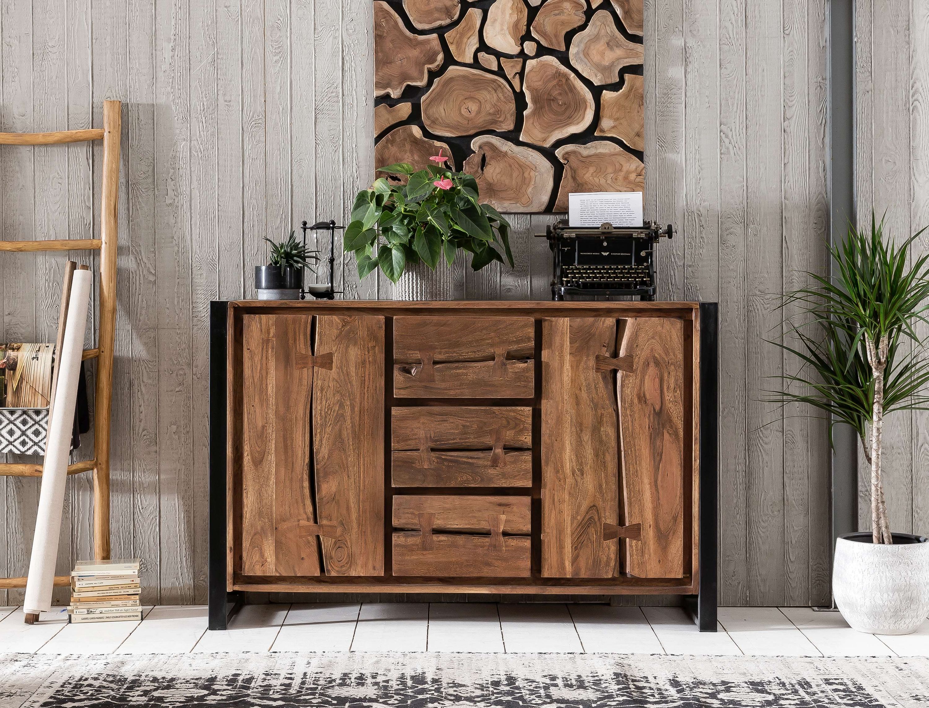 Sideboard Natural Edge Akazie Kommode Wohnzimmer Esszimmer Schubladen Schrank