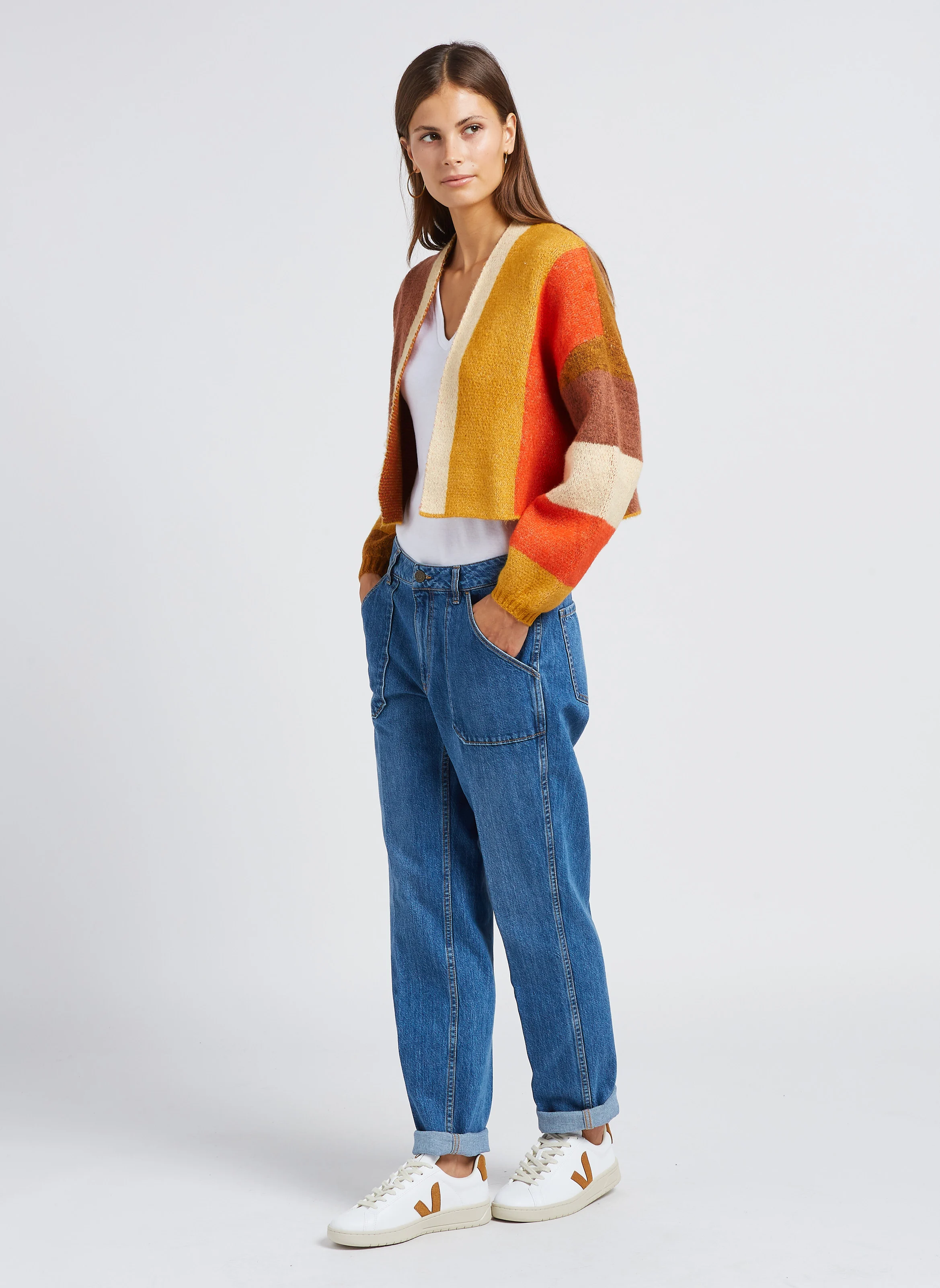 JANE - Jean droit taille haute en coton | Bleu