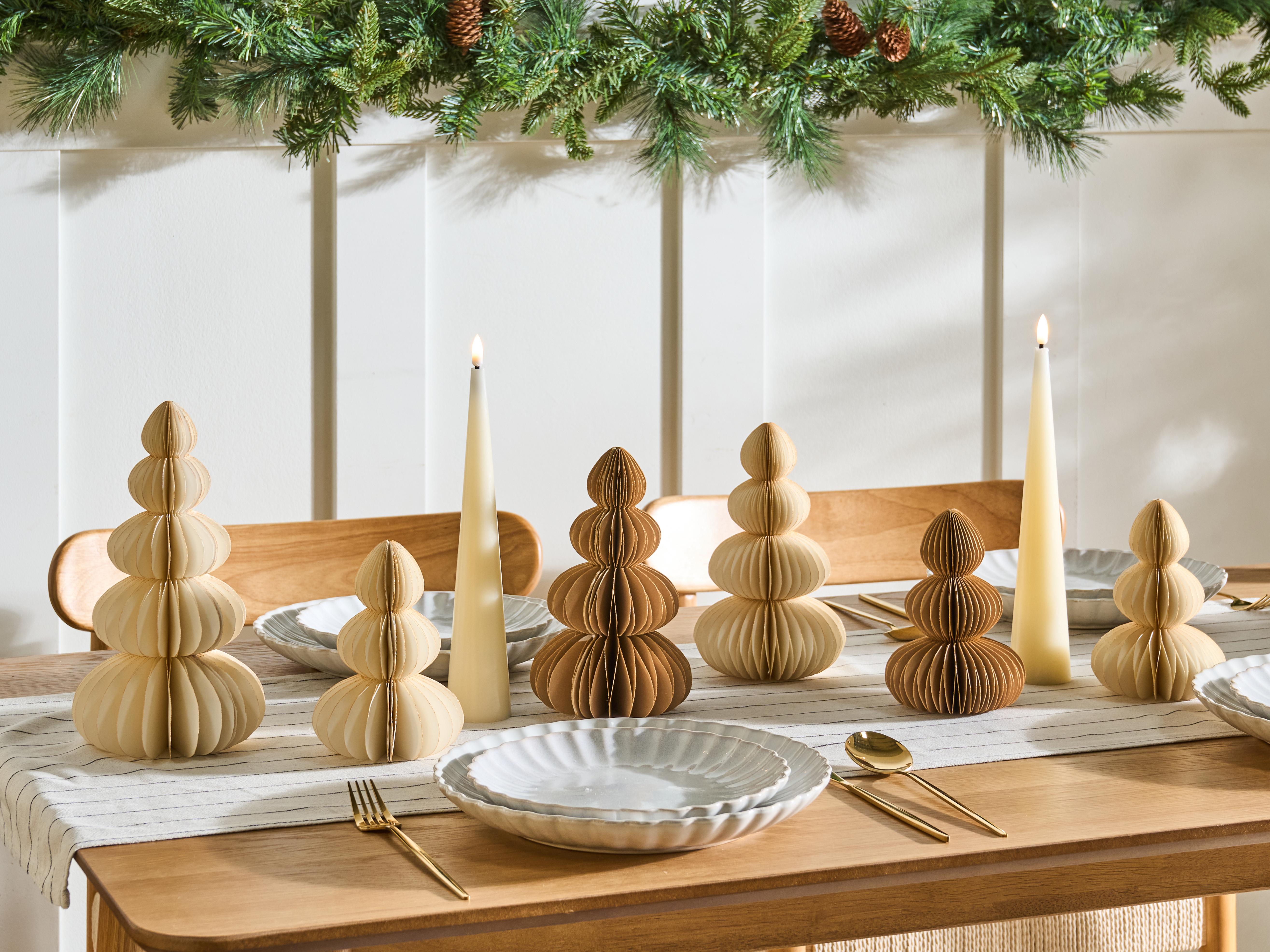 Set van 6 kerstdecoraties RANELVA Kerstboom 14/19/25 cm Bruin/beige