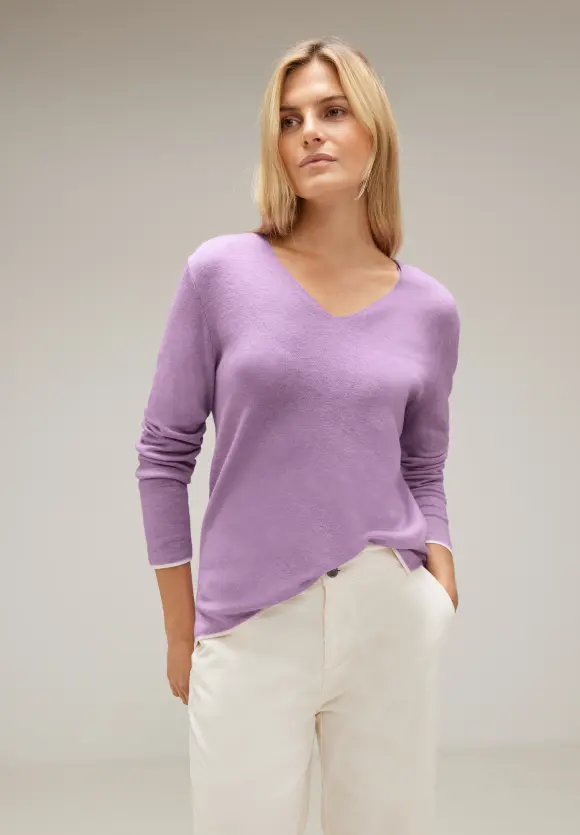 Pullover mit V-Ausschnitt - pure lilac melange
