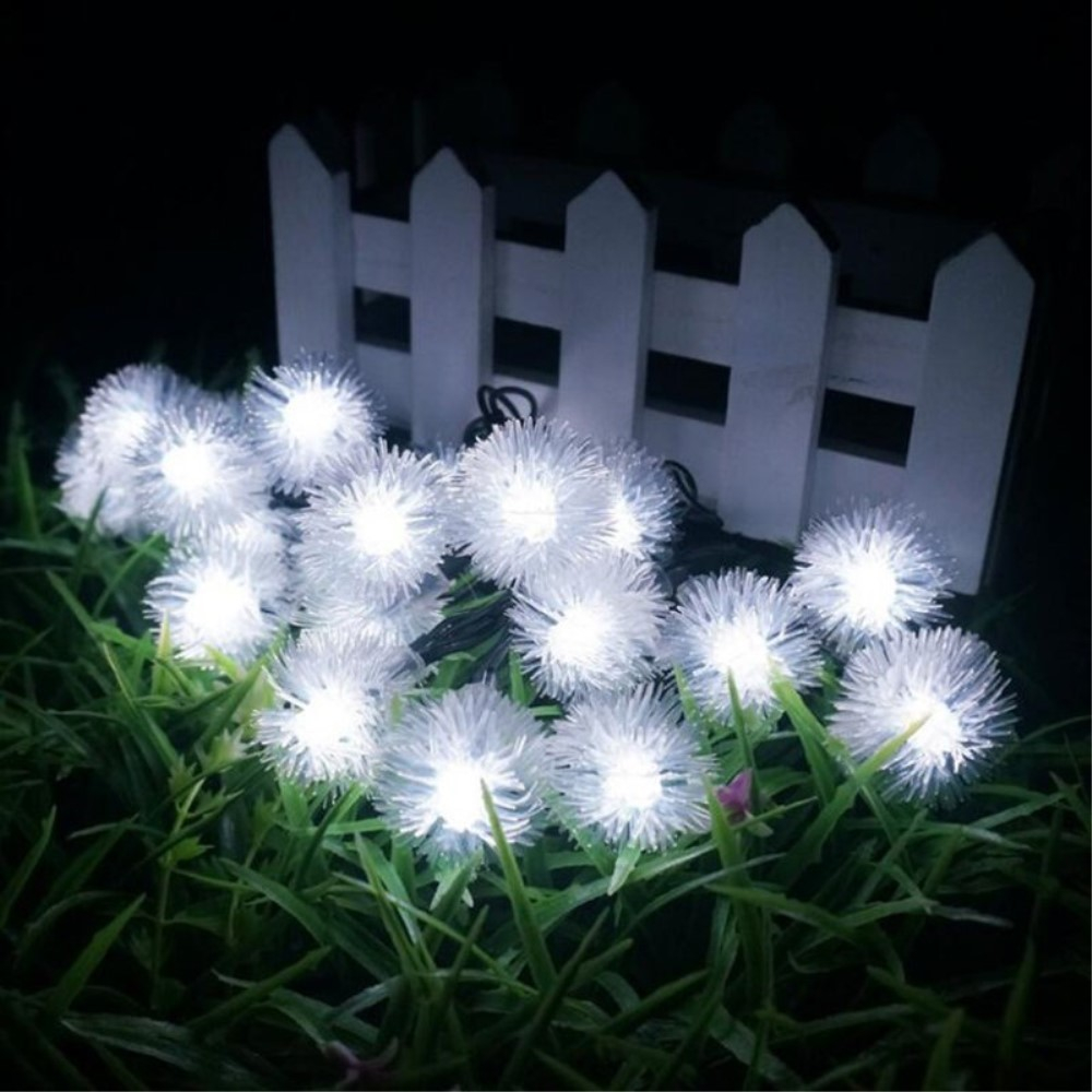 (4.5m) 20 LED's Deko Solar Lichterkette Pusteblumen Outdoor Beleuchtung IP65 - Kaltweiss