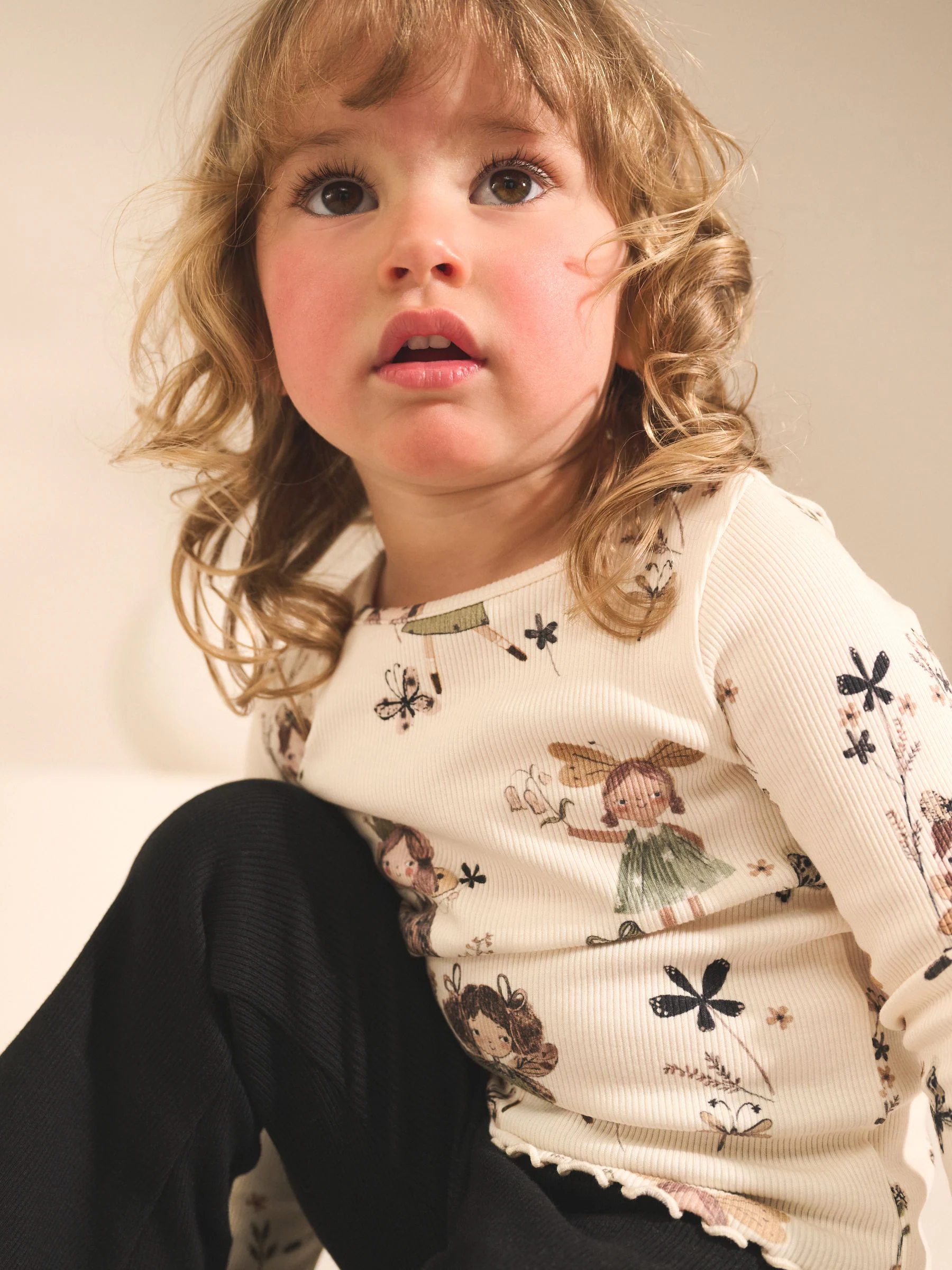 Zwart/wit - Set van 2 tops en flared leggings (3mnd-7jr)