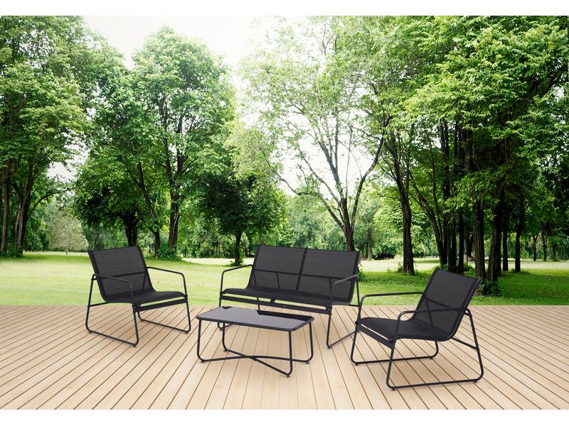 Schou Loungeset Theodor, Set 4-teilig, Schwarz Gartenlounge