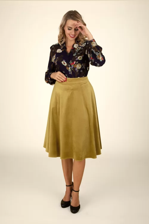 Banned Retro Velvet Dreams swing rok in biscuit