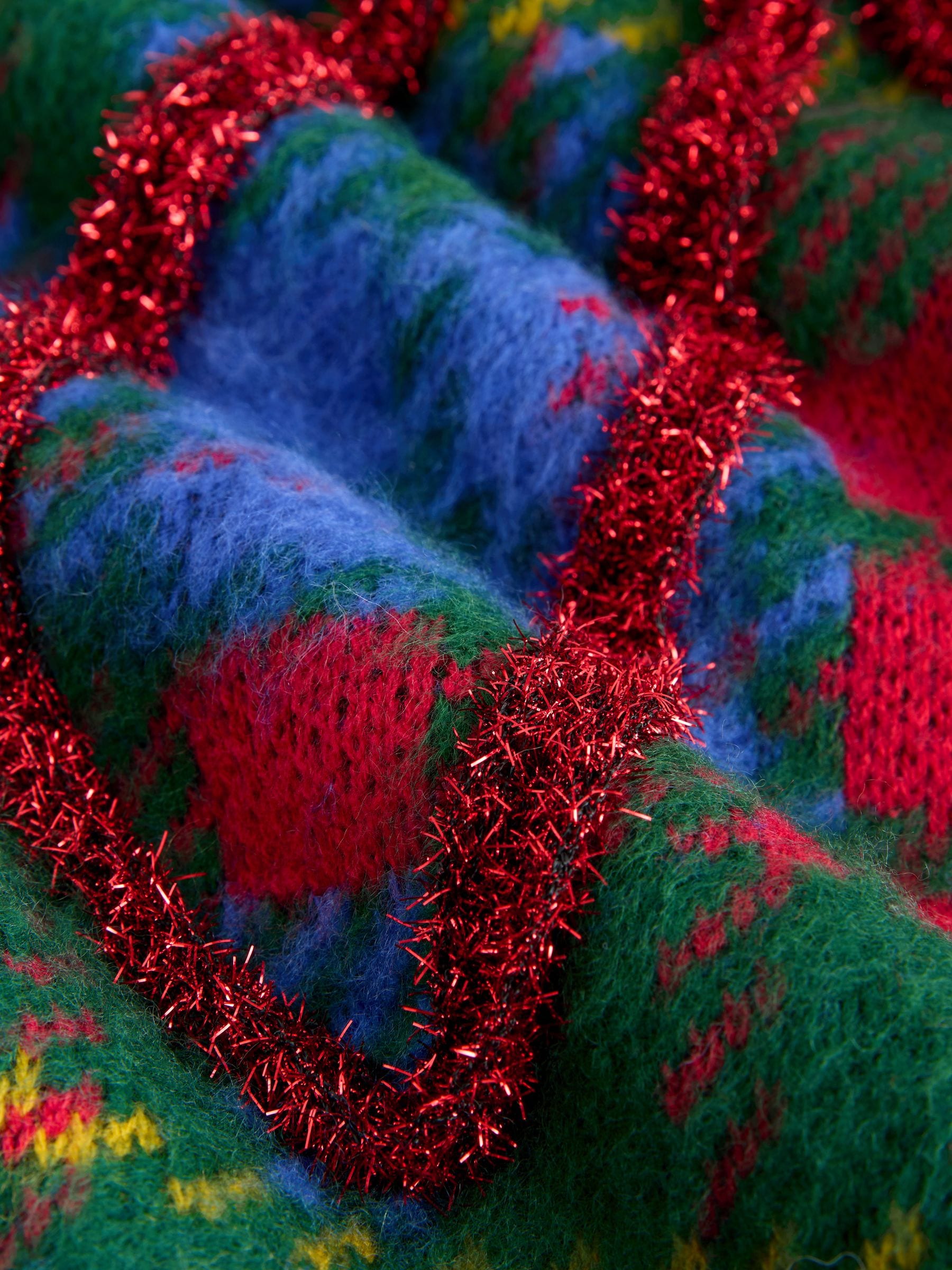 Groene Schotse ruit klatergoud Strik - Kersttrui