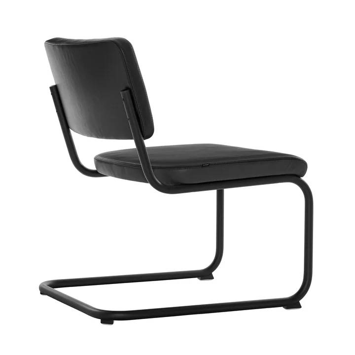Thonet - S 32 PVL Lounge Stuhl, Stahl tiefschwarz (RAL 9005) / Nappaleder schwarz