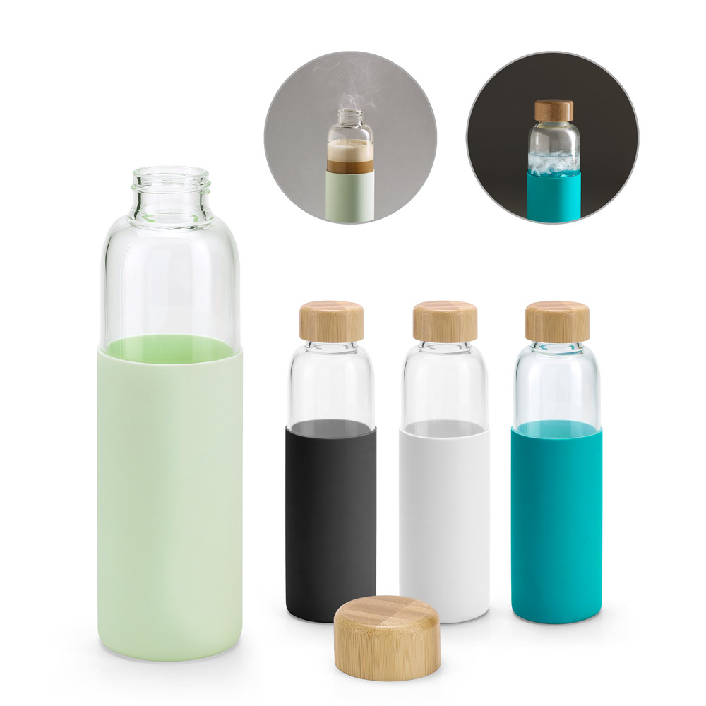 hi!dea 94699 - Bouteille 600mL en bambou et verre borosilicate